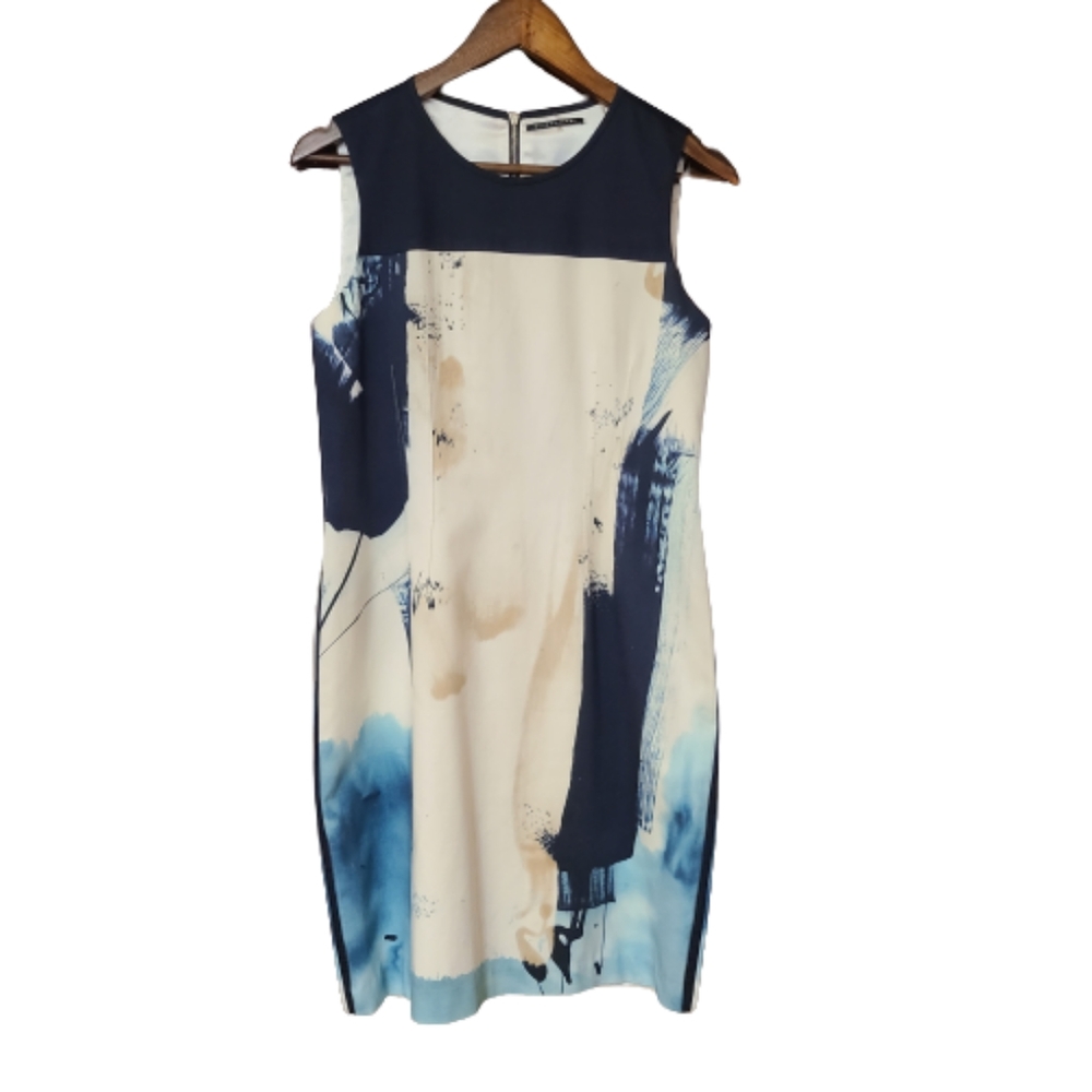 Elie Tahari Abstract Print Shealth Sleeveless Dress
